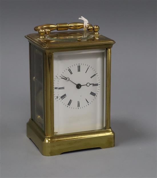 A French brass repeating carriage clock